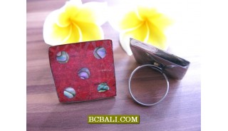 Balinese Red Coral Shells Handmade Finger Rings 